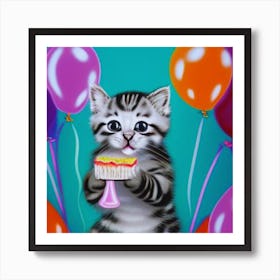 Birthday Cat4 Art Print