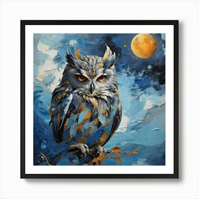 Owl In The Moonlight Art Print