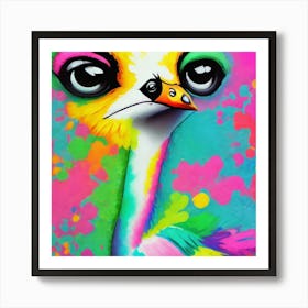 Enchanting Graffiti Wall Art Baby Swan Elegance In Mint, Green, Grey, And Yellow With Adorable Animal Accents Art Print