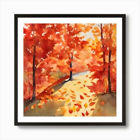 Rolling Autumn Leaves Art Print