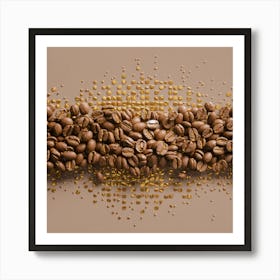 Coffee Beans On A Brown Background 1 Art Print