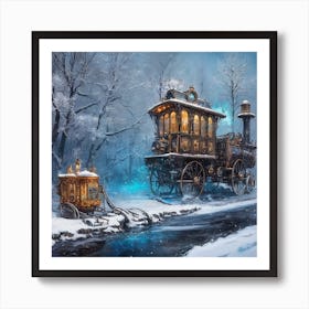 Steam Snow Train Art Print