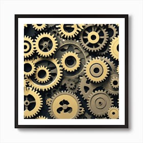 Gold Gears Background Art Print