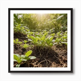 Young Seedlings Growing In The Field Art Print