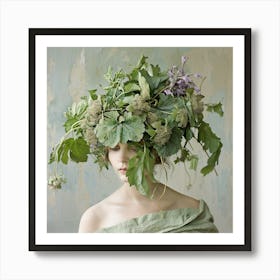 Woman With A Green Headdress Art Print