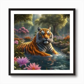 Tiger In The Water Art Print