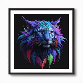 Colorful Tiger doodle art multicolour Art Print