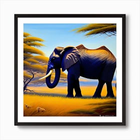 Elephant In The Savannah Art Print