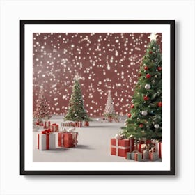 Christmas Trees In The Snow Poster