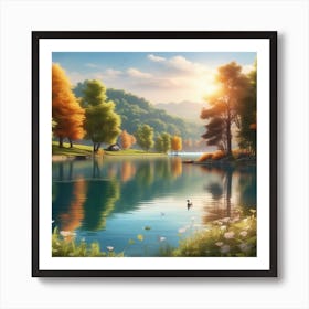 Autumn Lake 1 Art Print