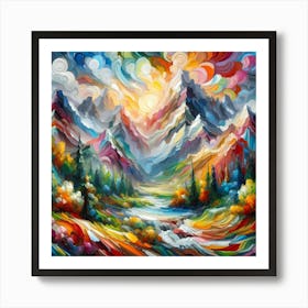 Mountain Landscape Painting Art Print