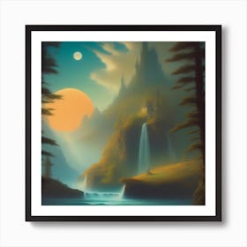 Waterfall In The Forest 1 Art Print