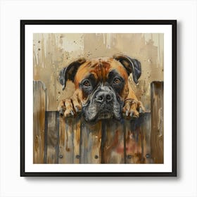  Bull Dog watercolour peeking  Art Print