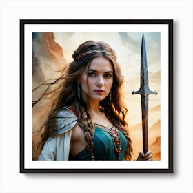 A Portrait Of A Female Warrior Art Print