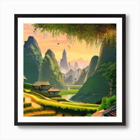 Asian Village Lives Painting Art Print