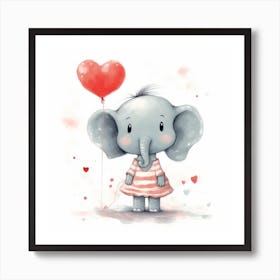 Valentine Elephant Art Print