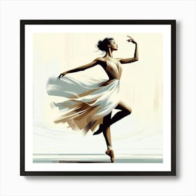 Title: "Resonance of Motion: The Modern Ballerina"  Description: Discover "Resonance of Motion: The Modern Ballerina," a striking digital artwork that embodies the fusion of contemporary dance and abstract expressionism. This piece showcases a ballerina in mid-twirl, her form rendered in dynamic brushstrokes of beige and cream, evoking a sense of movement and passion. Perfect for collectors seeking modern dance art, abstract figurative prints, or dynamic movement illustrations, this digital painting will add a touch of sophistication and energy to any space. Engage with art that moves you and elevates your collection with its powerful depiction of the artistry in dance. Art Print