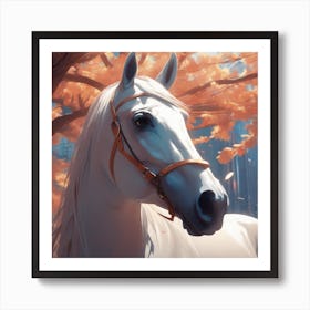 White Horse In Autumn Art Print