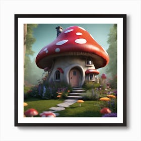 Woodland Toadstool House Art Print