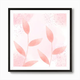 Pink Watercolor Leaves Art Print