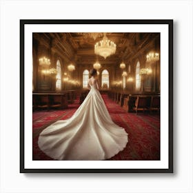 Wedding Dress In A Church Art Print