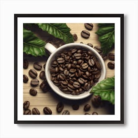 Coffee Beans And Leaves 7 Art Print