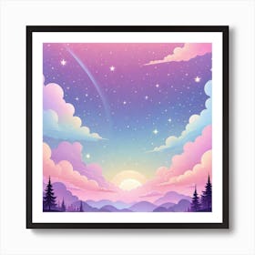 Sky With Twinkling Stars In Pastel Colors Square Composition 65 Art Print