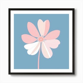 A White And Pink Flower In Minimalist Style Square Composition 171 Art Print