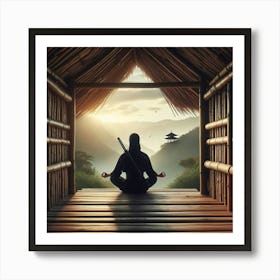 Shinobi Meditating In A Hut Art Print