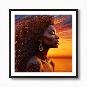 Afro-American Woman At Sunset 2 Art Print