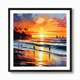 Sunset At The Beach Art Print