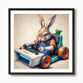 Rabbit In A Kart Art Print