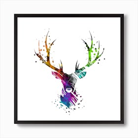 A Stag Deer Animal Art Illustration In A Painting Style 08 Art Print