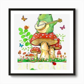 Cute Frog Playing Banjo On Mushroom Back To School 2nd Grade Art Print