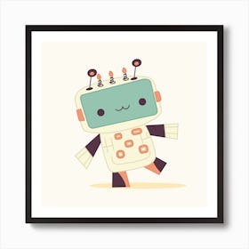 Cute Robot Character Cartoon Robotics Póster