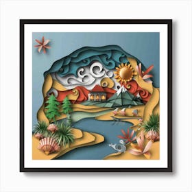 Nice Landscape In Paper Art Work 7 Art Print