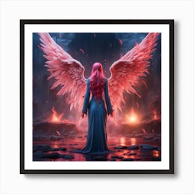 Pink Angel Wings Art Print