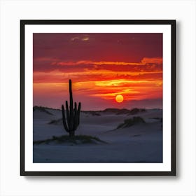 cactus at sunset Art Print