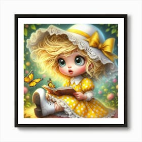 Little Girl Reading A Book 5 Art Print