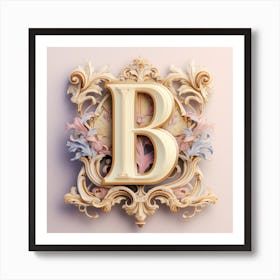 B Monogram Logo Art Print