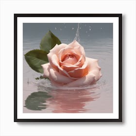 Pink Rose In Water 1 Art Print