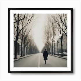 Woman Walking Down The Street Art Print