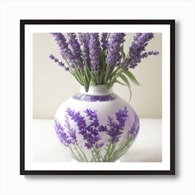 Lavender Flowers In A Vase Art Print