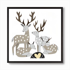 Deer Family Art Print