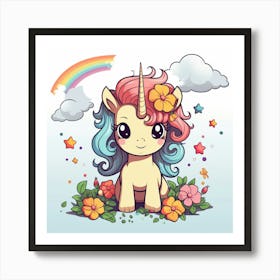 Unicorn With Rainbow Mane 49 Art Print