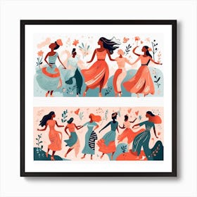 Women Dancing In The Garden Art Print