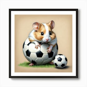 Hamster With Soccer Ball 3 Art Print