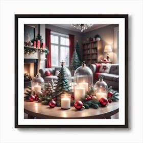 Christmas Decorations On Table In Living Room Mysterious (1) Art Print