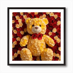 Teddy Bear With Roses 14 Art Print