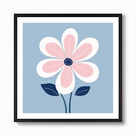 A White And Pink Flower In Minimalist Style Square Composition 615 Art Print